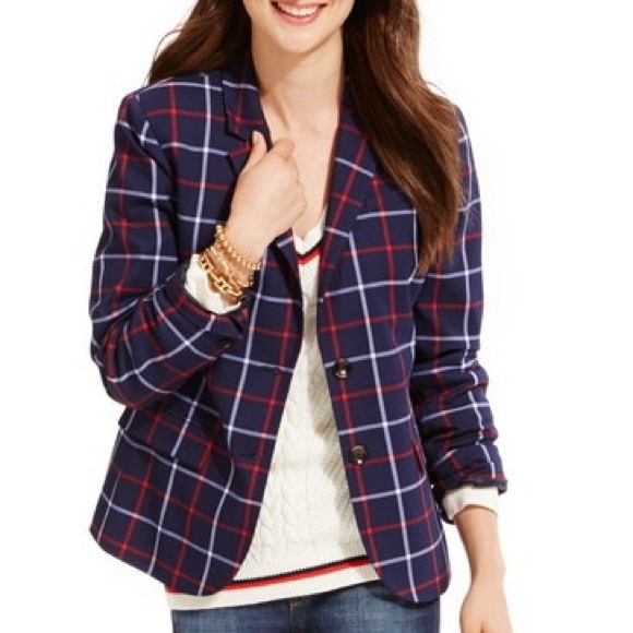 Tommy Hilfiger Jackets & Blazers - Tommy Hilfiger Windowpane Check Blazer Size 12, NWT